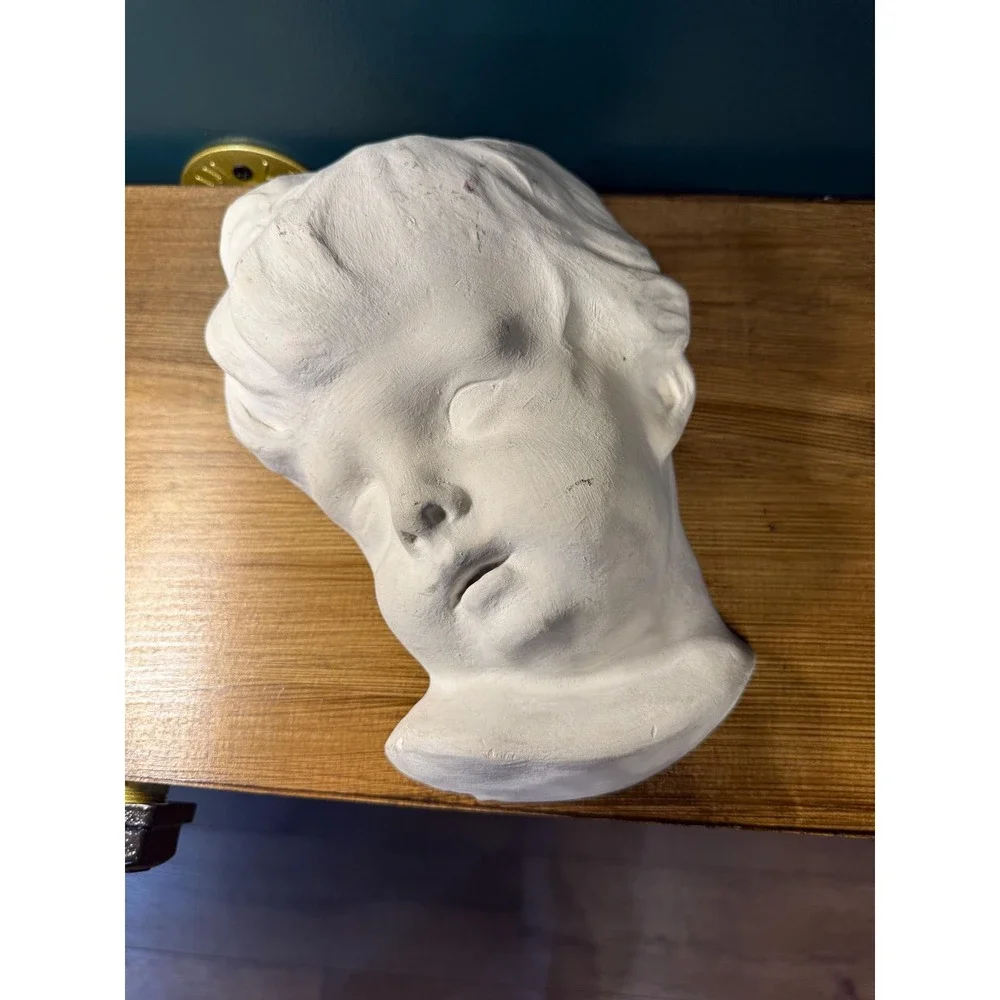 Vintage‎ Chalkware Wall Bust, Child — 10.5″, Plaster Sculpture, c. 1940s–50s